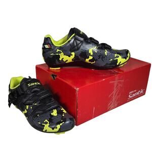 Santic Davee Neon Black and Camo Cycling Road Shoes Mens Size 8 NEW